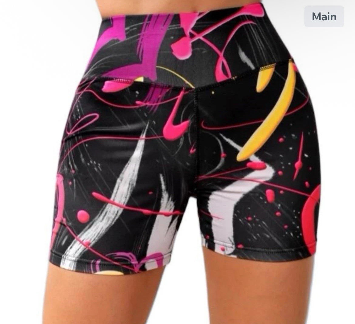Large Comfortable Graphic Print Waist Sports Shorts
