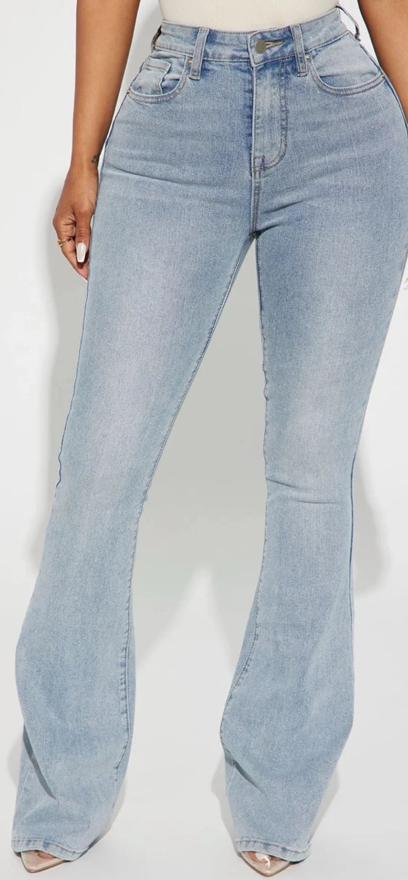 Fashion Nova Light Wash San Diego Sculpting Stretch Flare Jeans Women's Size 7