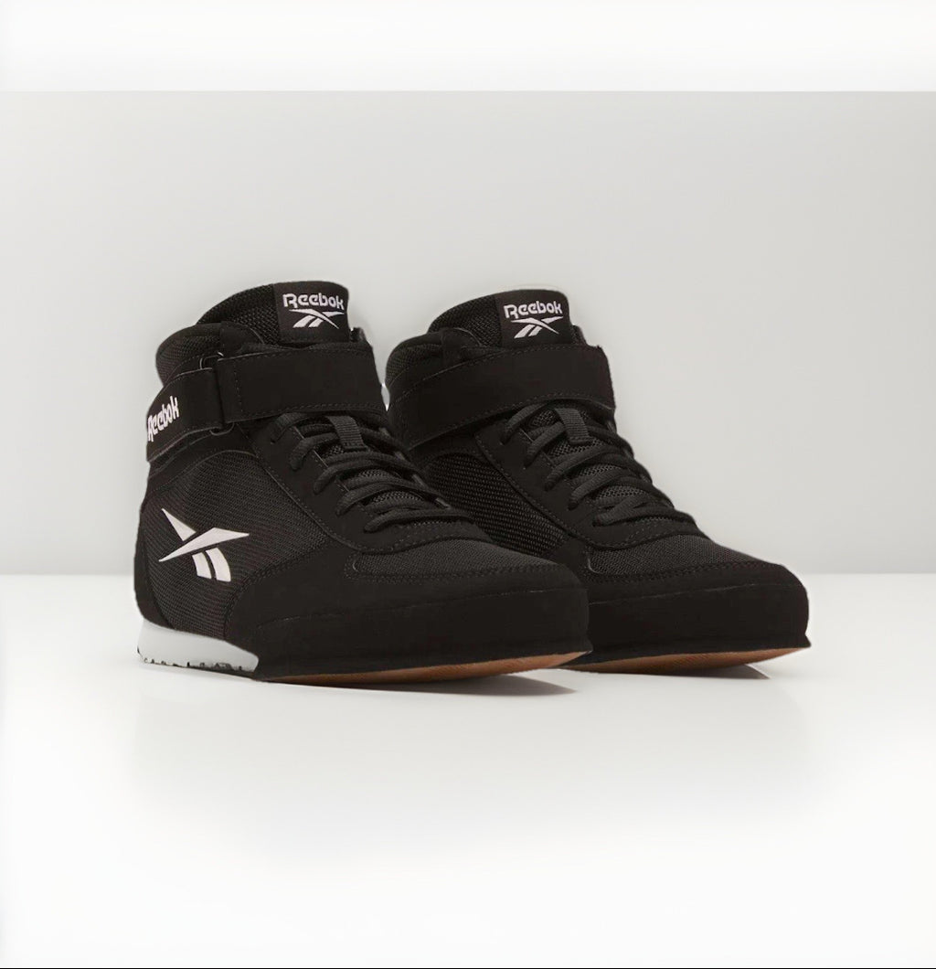 Size 10.5 - Reebok Boxing Mid Black White boxing shoes