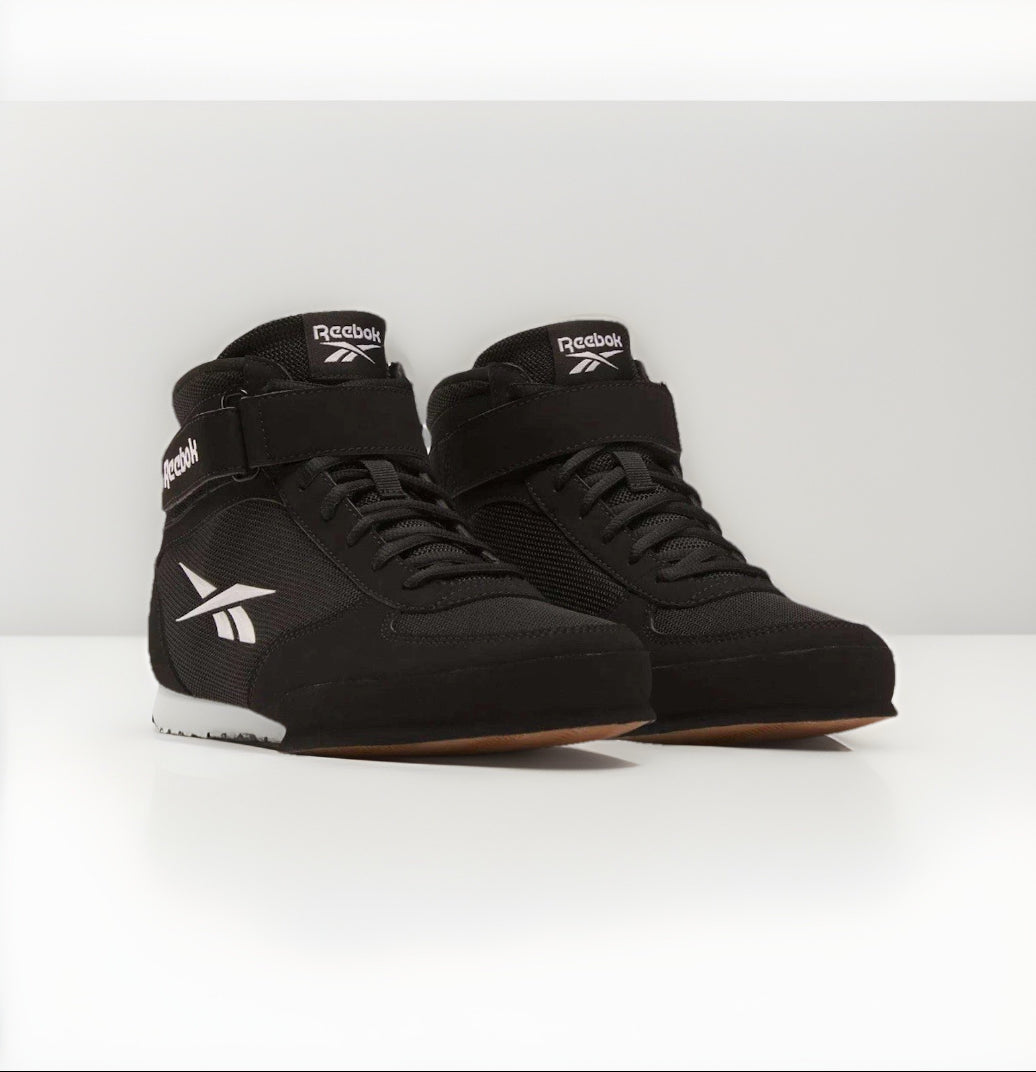 Size 10.5 - Reebok Boxing Mid Black White boxing shoes
