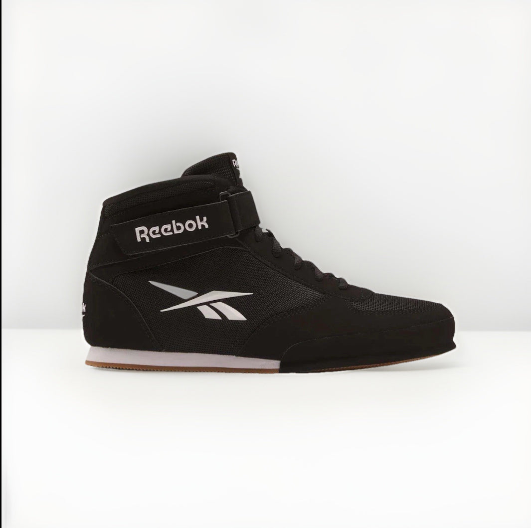 Size 10.5 - Reebok Boxing Mid Black White boxing shoes