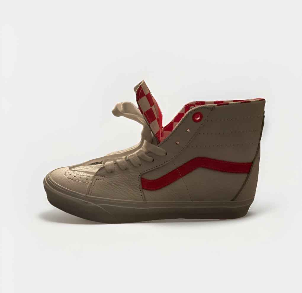 vans sk8 hi Women’s Size 8.5 White and Pink leather Shoes