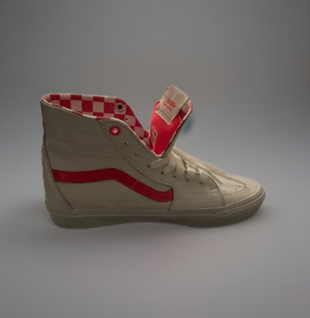 vans sk8 hi Women’s Size 8.5 White and Pink leather Shoes