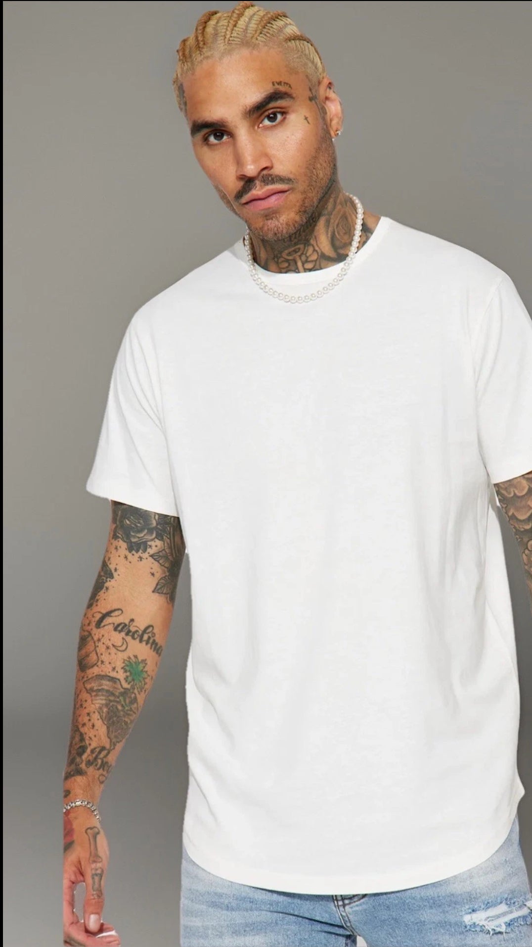 Essential Short Sleeve Scallop Crew T-shirt - White