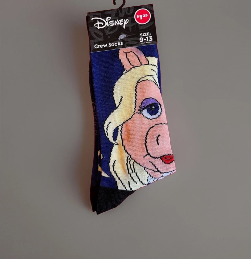 Miss Piggy Muppets Character 360 Design Crew Socks