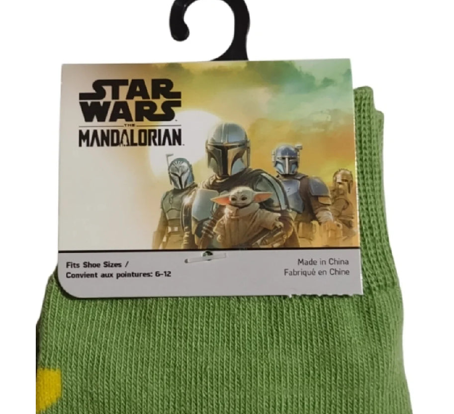 Star Wars The Mandalorian Crew Socks Green Mando Helmet