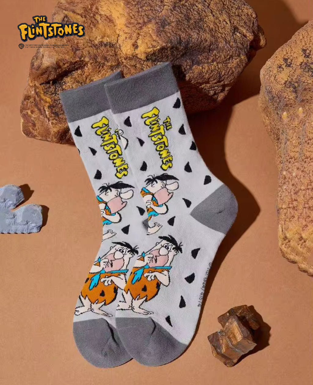 THE FLINTSTONES 1 Pair Women Cartoon Character And Letter Pattern Color Blocking Mid-Calf Socks