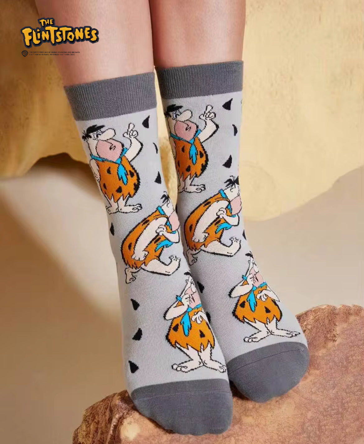 THE FLINTSTONES 1 Pair Women Cartoon Character And Letter Pattern Color Blocking Mid-Calf Socks