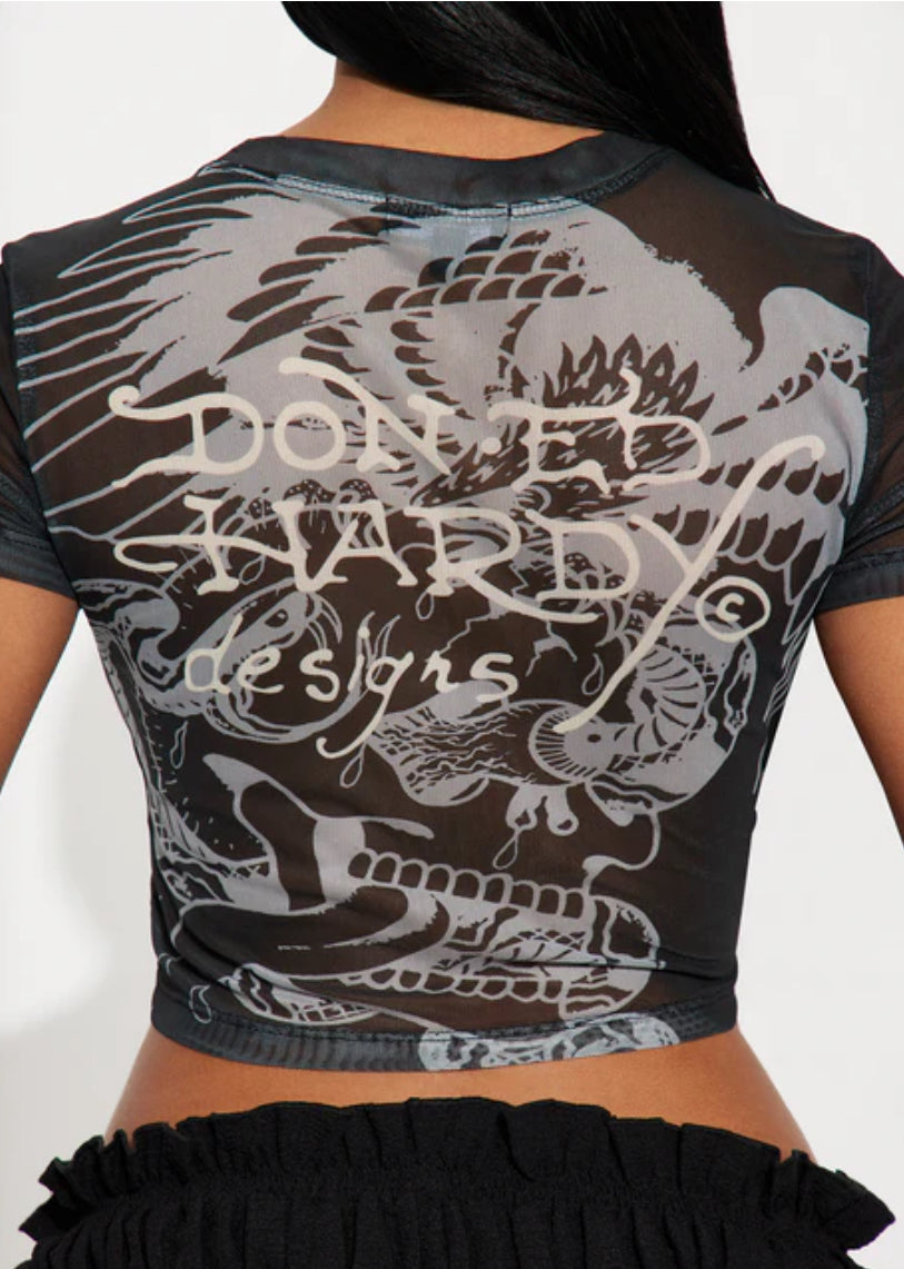 Ed Hardy Skulls Mesh Top