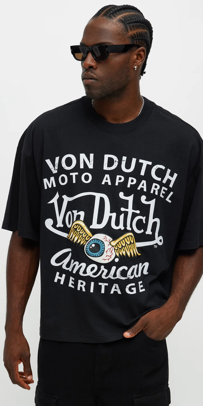 Oversized Cropped Von Dutch Moto Tee
