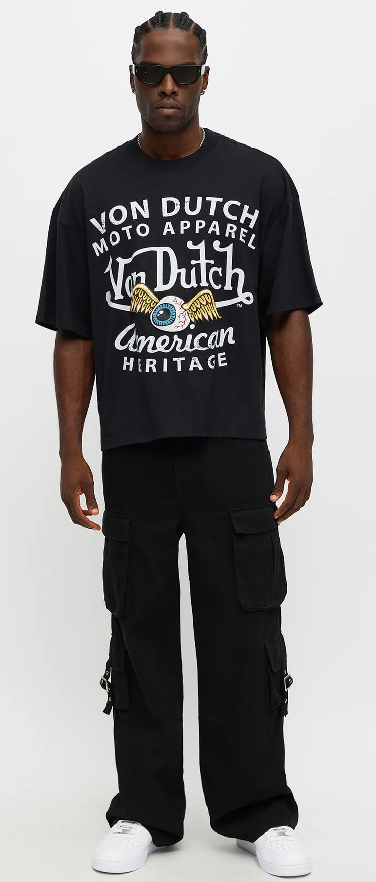 Oversized Cropped Von Dutch Moto Tee