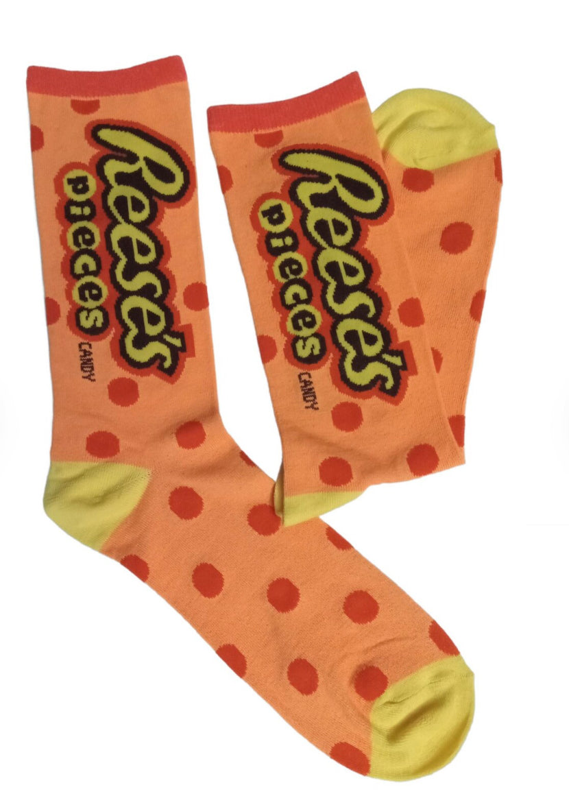 Reese’s Pieces Chocolate candy Themed silly crew socks