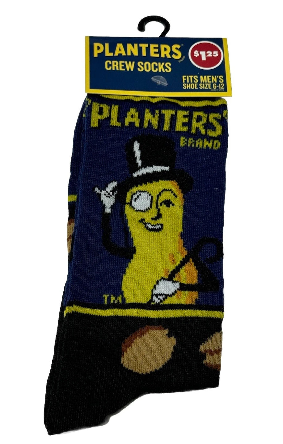 Planters Men's Novelty Crew Socks 1 Pair Multicolor  Shoe 6-12