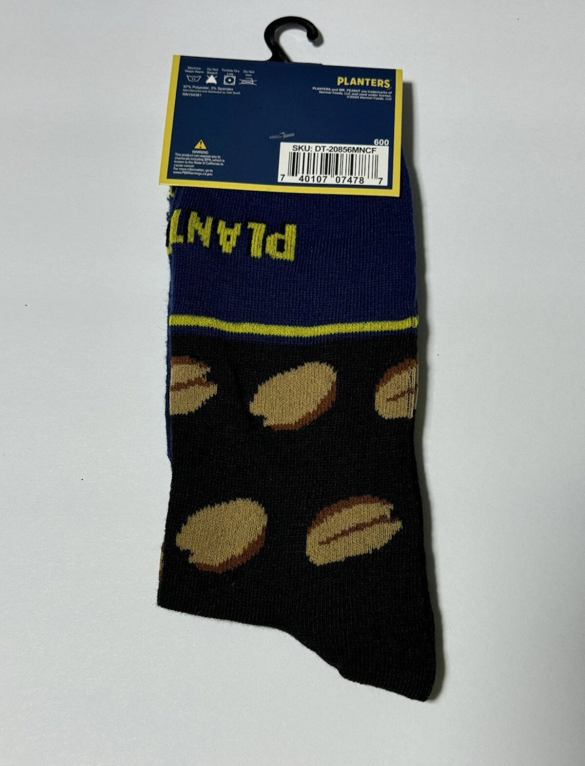 Planters Men's Novelty Crew Socks 1 Pair Multicolor  Shoe 6-12