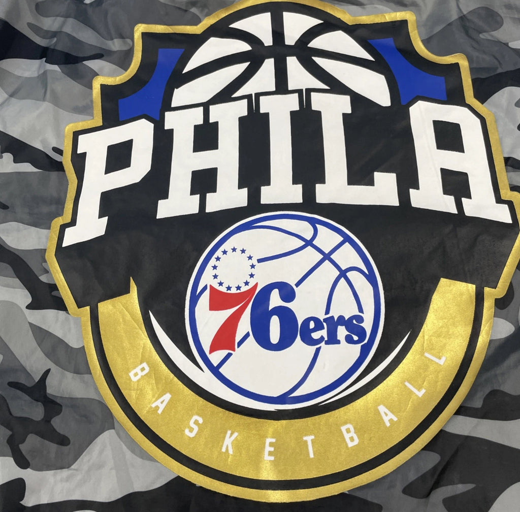 Philadelphia 76ers Sixers 1/4 Zip Windbreaker NBA Camouflage Hooded Pocket
