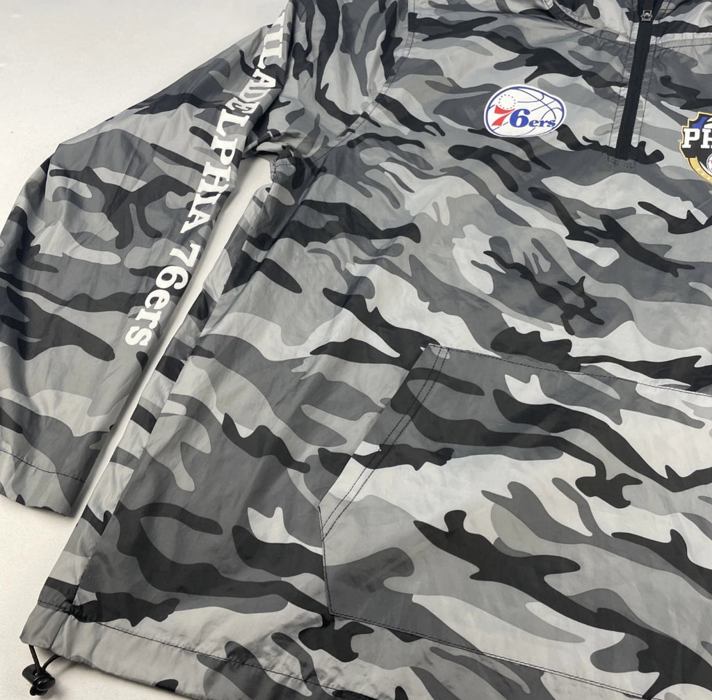 Philadelphia 76ers Sixers 1/4 Zip Windbreaker NBA Camouflage Hooded Pocket