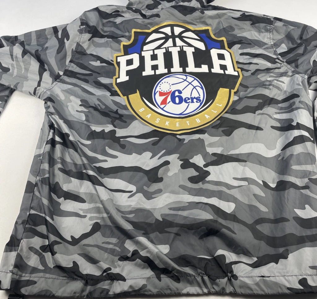 Philadelphia 76ers Sixers 1/4 Zip Windbreaker NBA Camouflage Hooded Pocket