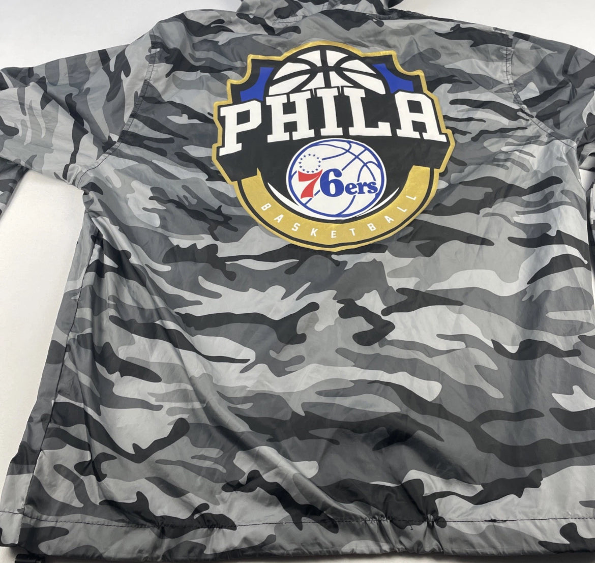 Philadelphia 76ers Sixers 1/4 Zip Windbreaker NBA Camouflage Hooded Pocket